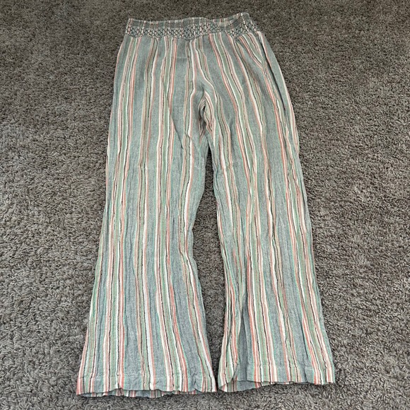 Planet Gold XL Striped Wide Leg Lounge Pants Boho Beach Casual Summer - Picture 1 of 7